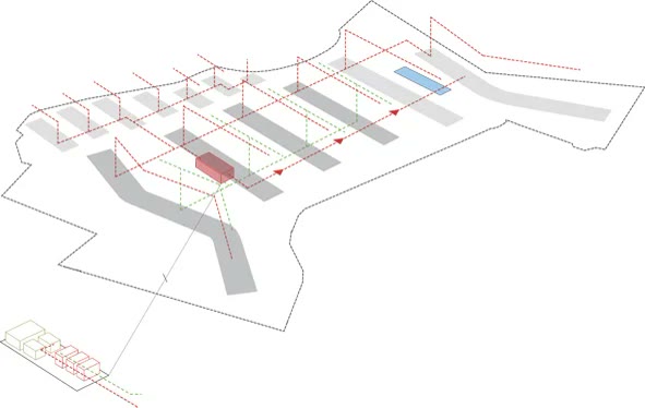 Architect's diagram of the on-site energy strategy