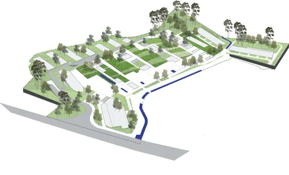 Architect's landscape plan showing the green campus