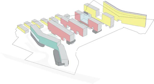 Architect's diagram of the mixed-use masterplan at Elm Park